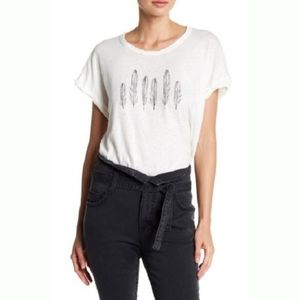 *Final Price* CURRENT/ELLIOTT The Rolled Crew Dirty White Feather Graphic Tshirt